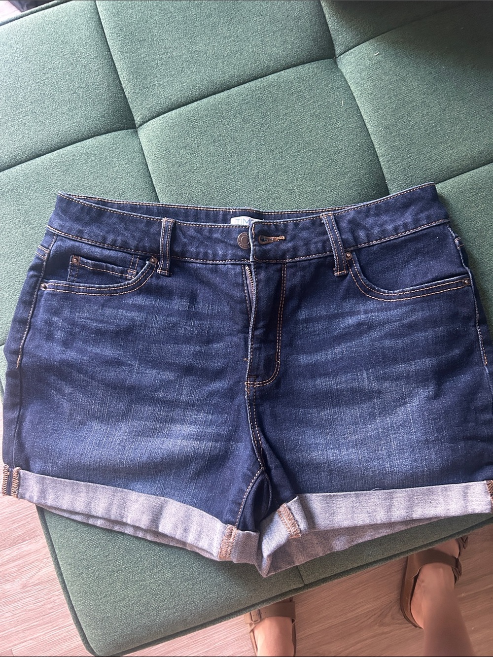 Time and Tru Dark Blue Denim Rolled Cuff Shorts